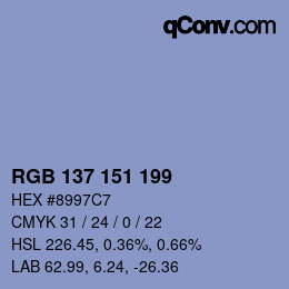 Color code: RGB 137 151 199 | qconv.com