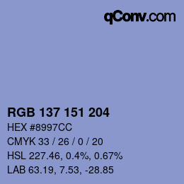 Color code: RGB 137 151 204 | qconv.com