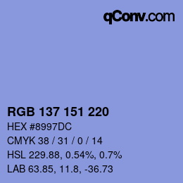 Color code: RGB 137 151 220 | qconv.com