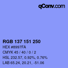Color code: RGB 137 151 250 | qconv.com