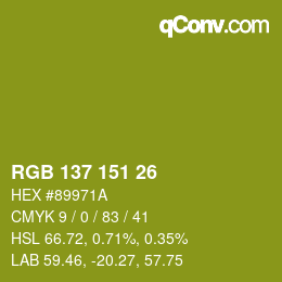 カラーコード: RGB 137 151 26 | qconv.com