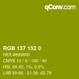Color code: RGB 137 152 0 | qconv.com