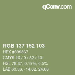 カラーコード: RGB 137 152 103 | qconv.com