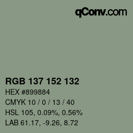 Color code: RGB 137 152 132 | qconv.com