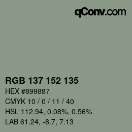 Código de color: RGB 137 152 135 | qconv.com