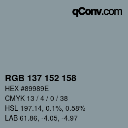 颜色代码: RGB 137 152 158 | qconv.com