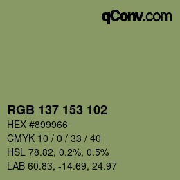 Color code: RGB 137 153 102 | qconv.com