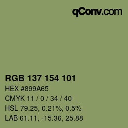 颜色代码: RGB 137 154 101 | qconv.com