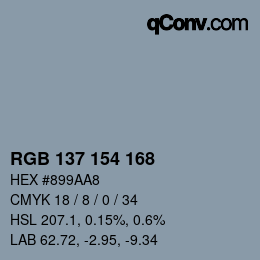 Color code: RGB 137 154 168 | qconv.com