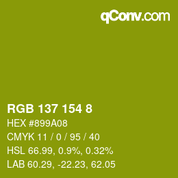 Color code: RGB 137 154 8 | qconv.com