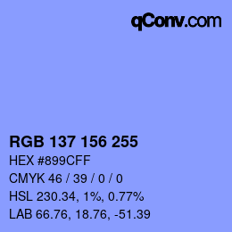 Color code: RGB 137 156 255 | qconv.com