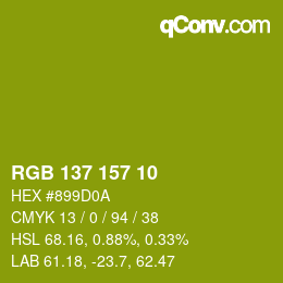 颜色代码: RGB 137 157 10 | qconv.com