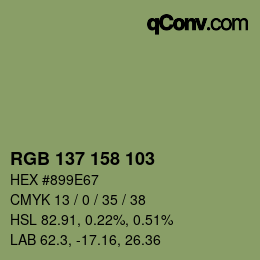 颜色代码: RGB 137 158 103 | qconv.com