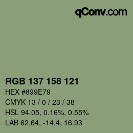カラーコード: RGB 137 158 121 | qconv.com