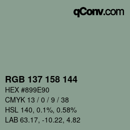 カラーコード: RGB 137 158 144 | qconv.com