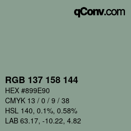 Color code: RGB 137 158 144 | qconv.com