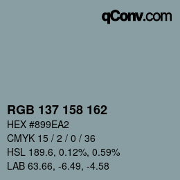 カラーコード: RGB 137 158 162 | qconv.com