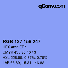 Color code: RGB 137 158 247 | qconv.com