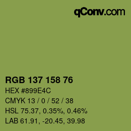 カラーコード: RGB 137 158 76 | qconv.com
