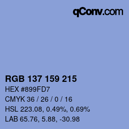 カラーコード: RGB 137 159 215 | qconv.com