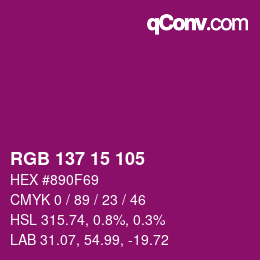 Color code: RGB 137 15 105 | qconv.com