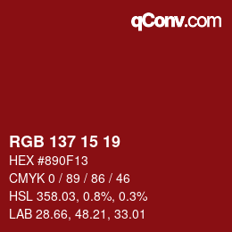 Color code: RGB 137 15 19 | qconv.com