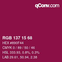 颜色代码: RGB 137 15 68 | qconv.com