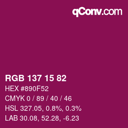 Color code: RGB 137 15 82 | qconv.com