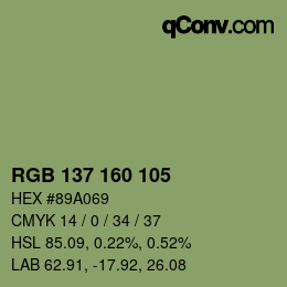 カラーコード: RGB 137 160 105 | qconv.com