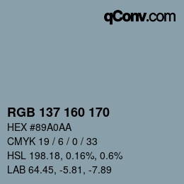 Color code: RGB 137 160 170 | qconv.com