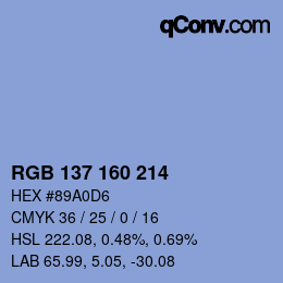 Color code: RGB 137 160 214 | qconv.com