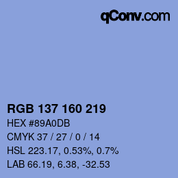 Color code: RGB 137 160 219 | qconv.com