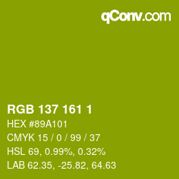 Color code: RGB 137 161 1 | qconv.com