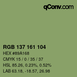 Farbcode: RGB 137 161 104 | qconv.com