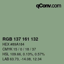 Farbcode: RGB 137 161 132 | qconv.com