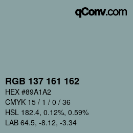 Color code: RGB 137 161 162 | qconv.com