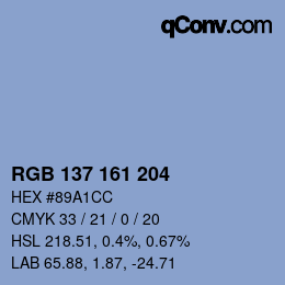 Color code: RGB 137 161 204 | qconv.com
