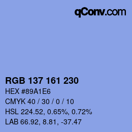 Color code: RGB 137 161 230 | qconv.com