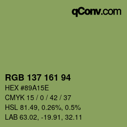 Farbcode: RGB 137 161 94 | qconv.com