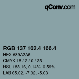 カラーコード: RGB 137 162.4 166.4 | qconv.com