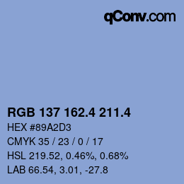 カラーコード: RGB 137 162.4 211.4 | qconv.com