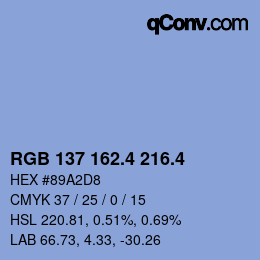 カラーコード: RGB 137 162.4 216.4 | qconv.com