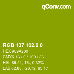 カラーコード: RGB 137 162.8 0 | qconv.com