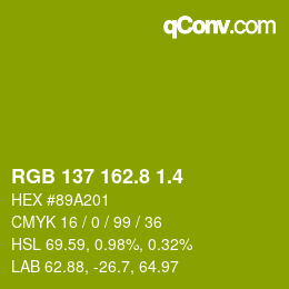 カラーコード: RGB 137 162.8 1.4 | qconv.com