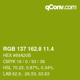 カラーコード: RGB 137 162.8 11.4 | qconv.com