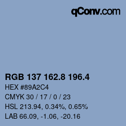カラーコード: RGB 137 162.8 196.4 | qconv.com