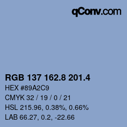 カラーコード: RGB 137 162.8 201.4 | qconv.com