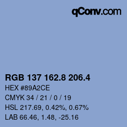 カラーコード: RGB 137 162.8 206.4 | qconv.com