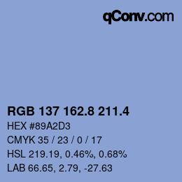 カラーコード: RGB 137 162.8 211.4 | qconv.com