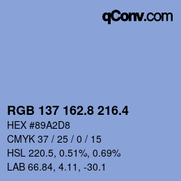 カラーコード: RGB 137 162.8 216.4 | qconv.com
